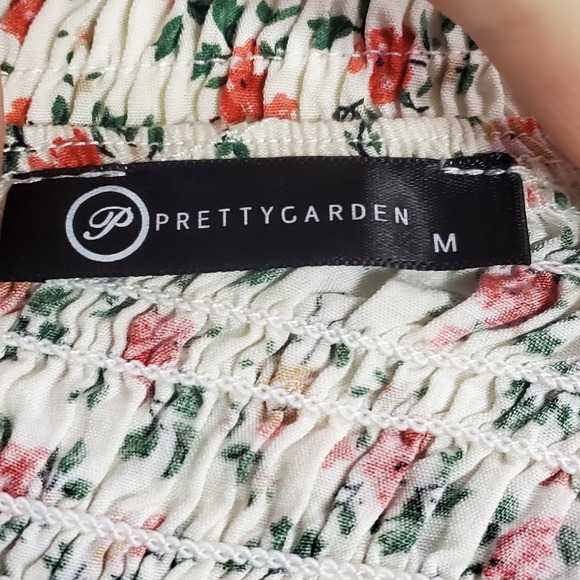 Pretty Garden Womens Smocked Floral Cottagecore Midi Dress Size M Whimsical - Picture 4 of 10